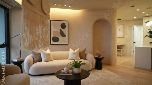 Modern Living Space Interior Design With Minimalist Furniture And Neutral Colors