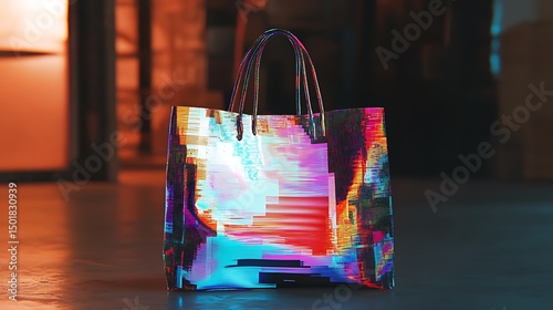 Wallpaper Mural Colorful tote bag with glitch design. Torontodigital.ca