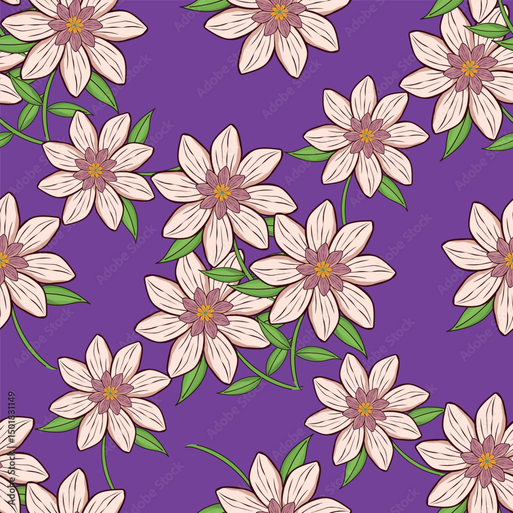 Fototapeta premium Beautiful flower allover seamless pattern
