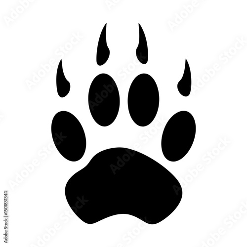 Bear paw print silhouette vector, Wildcat paw print silhouette