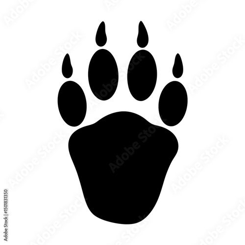 Bear paw print silhouette vector, Wildcat paw print silhouette