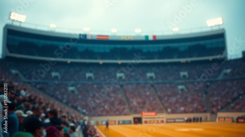 Blurred stadium crowd at a sporting event