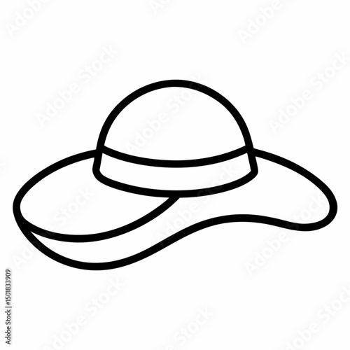 Summer Hat outline icon on white background
