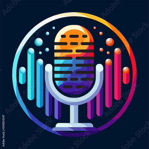 Podcast microphone broadcast logo icon