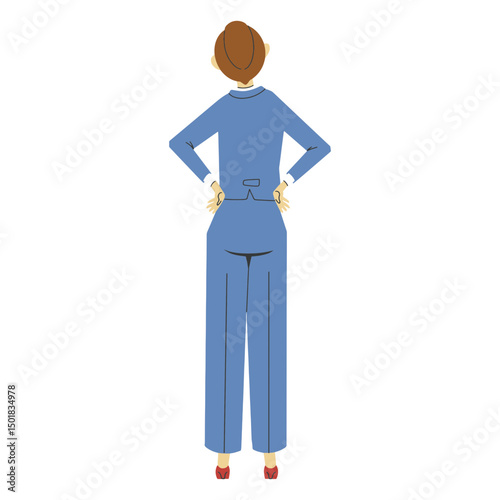 Woman semi flat suit back