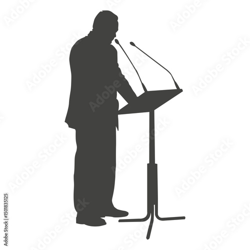 Businessman silhouette giving speech