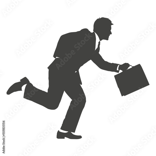 Busy running businessman silhouette