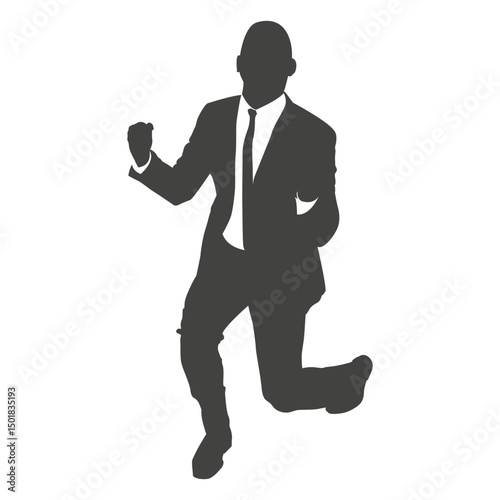 Happy cheering businessman silhouette