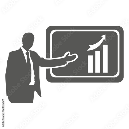 Businessman presenting graph on board