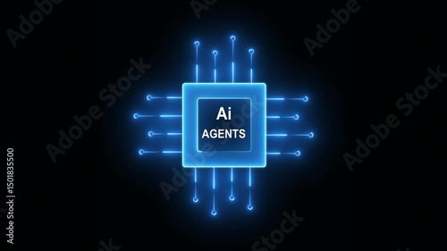 AI agent agentic artificial intelligence animated video virtual assistant on the transparent background. Motion graphics of AI agents icons. 4k video animation.