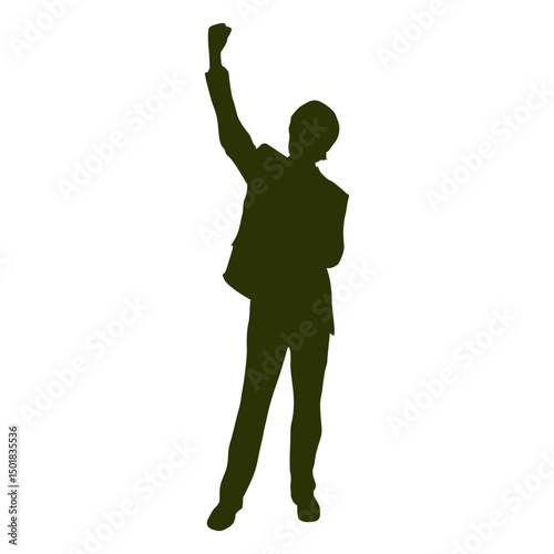 Man raising hand silhouette