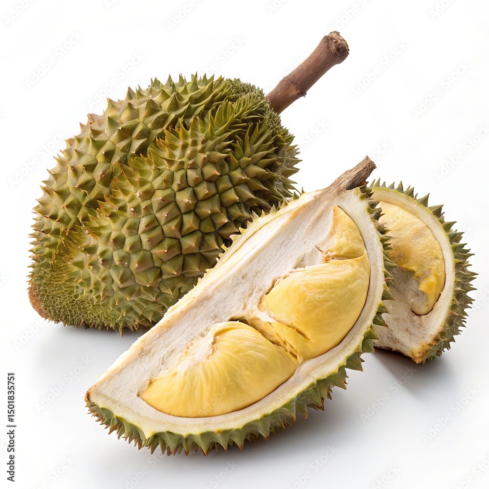 Obraz premium Jackfruit And Durian Fruit on White Background