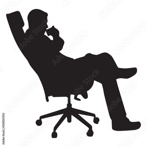 Man sitting on office chair silhouette