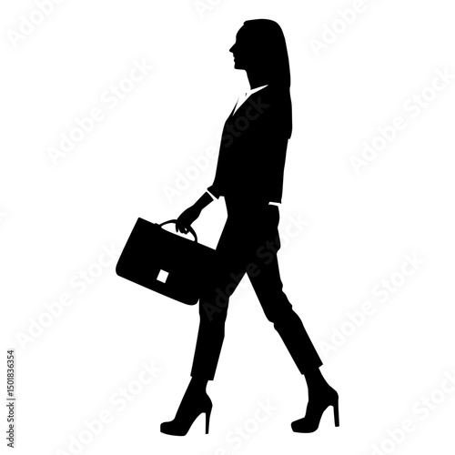 Business woman walking silhouette