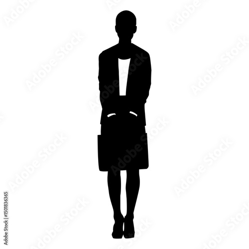 Business woman working silhouette