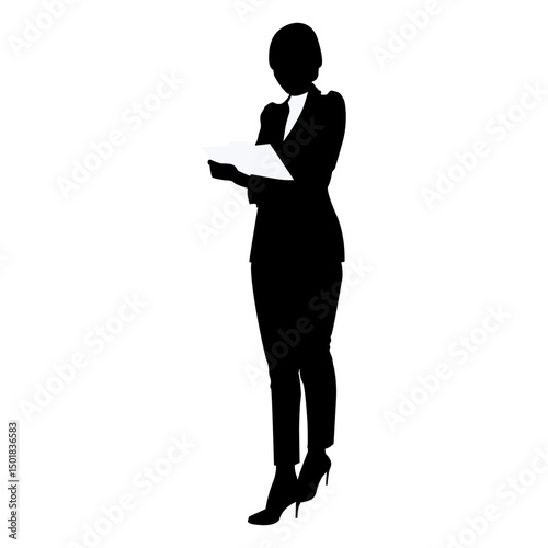 Business woman reading silhouette