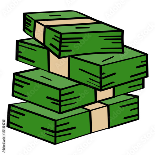 Money business bills stacked icon