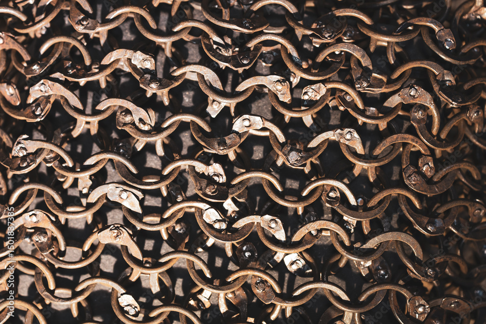 Fototapeta premium A close up of a chain link fence with many small links