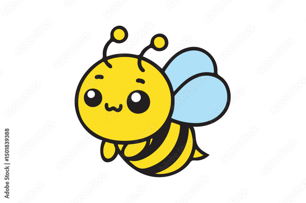 Obraz premium Cute Honey Bee Flying on white background. (02)