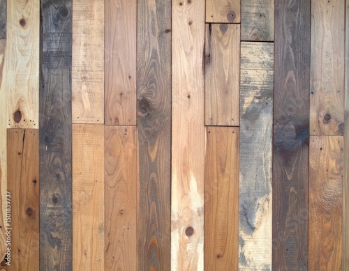 Rustic wooden planks with varying colors and textures create a textured background photo