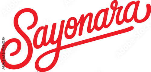 Sayonara - Red Handwritten Script.