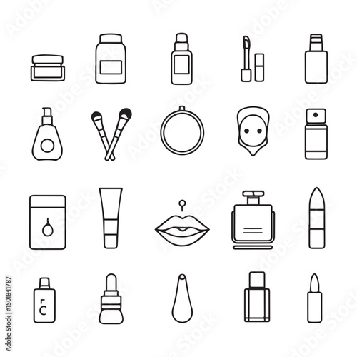 Cosmetics icons silhouette set