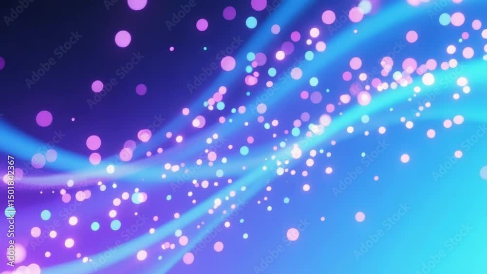Abstract background with animation moving of dots, magic flickering lights, glitter wave effect, digital flow sparkle particles hd video 4k download