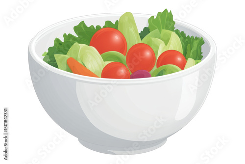 A pristine white bowl brims with a vibrant garden salad a symphony of fresh colorful ingredients