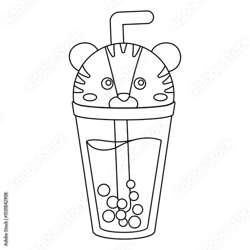 Bubble tea tiger cap stroke 