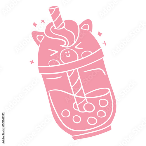 Unicorn boba tea cut out