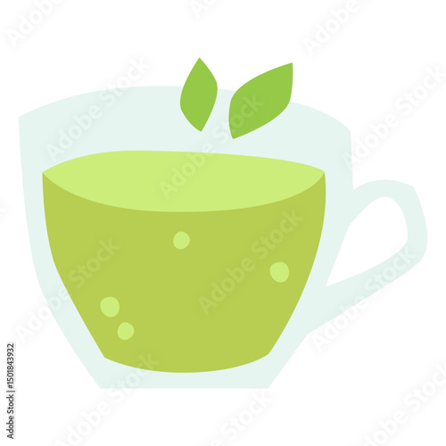 Green tea cup flat