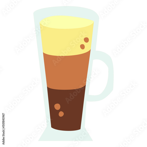 Capuccino coffee glass cup flat