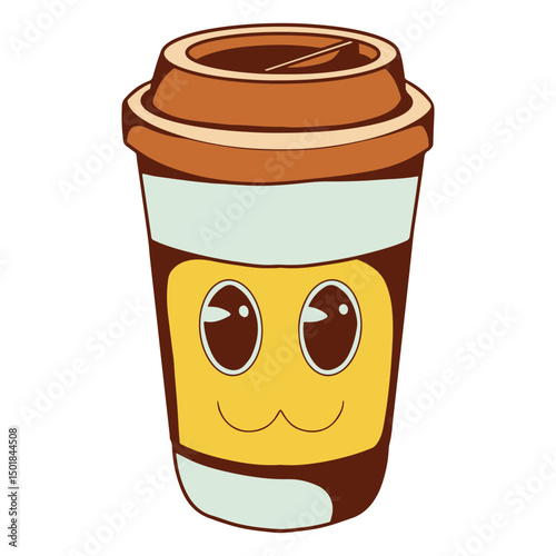 Cute coffee cup with face
