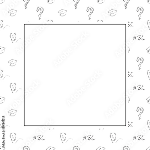 school frame. doodle education square frame. hand drawn school and education frame background. school background