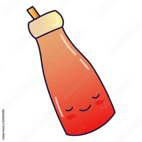 Cute smiling red juice with straw