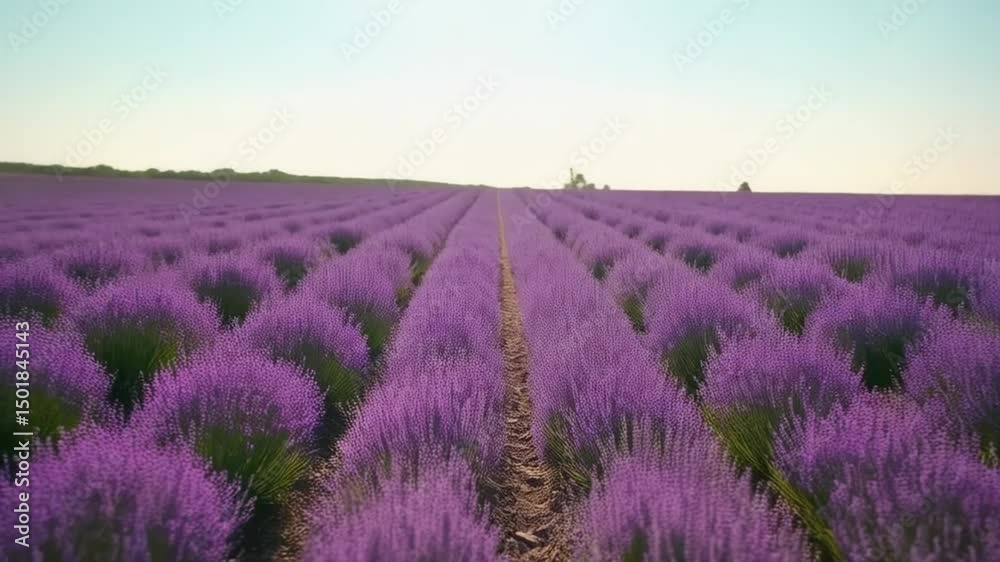 Provence, France: a vibrant purple lavender field at sunset, a beautiful summer landscape Provence, France: a vibrant purple lavender field at sunset, a beautiful summer landscape