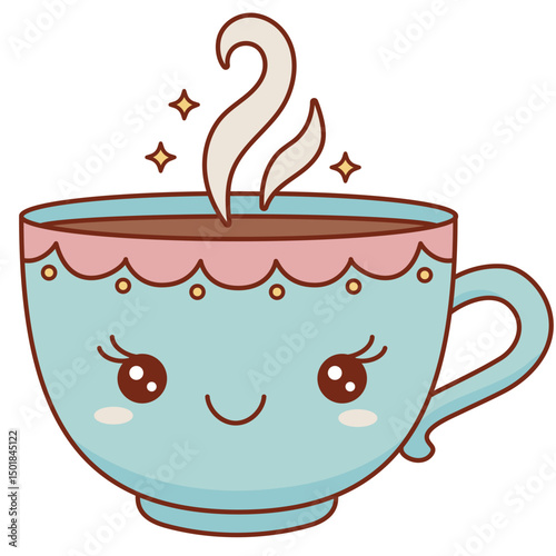 Cute cup of coffee with a smiley face