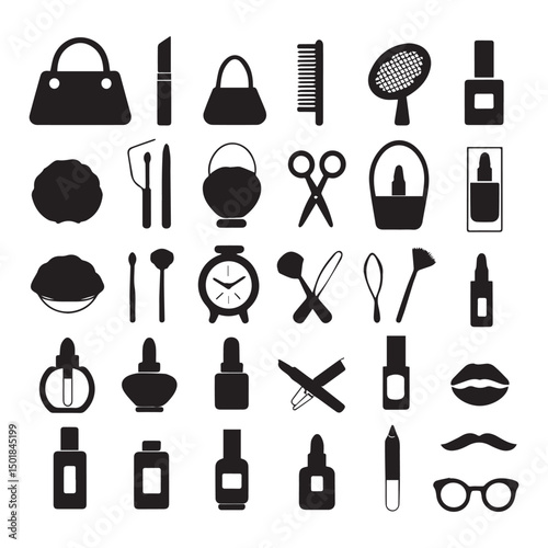 Beauty and fashion icons silhouette