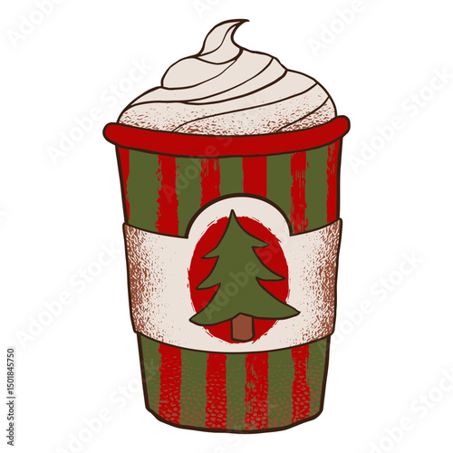 Red cup with a Christmas beverage