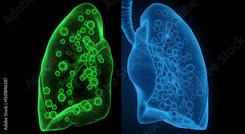 Lung Comparison with Virus Infection Illustration