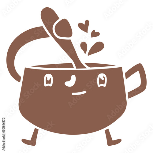 Coffee cup cut out cartoon character