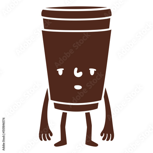 Coffee cup cut out cartoon take away sad