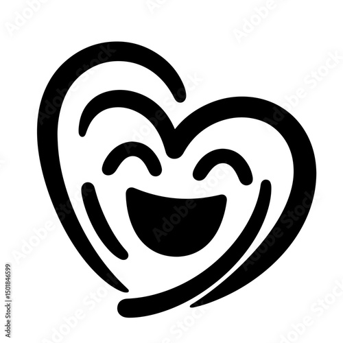 A happy heart-shaped face illustration, playful and joyful.
