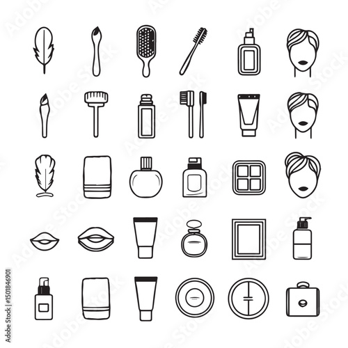Beauty and cosmetic icons silhouette