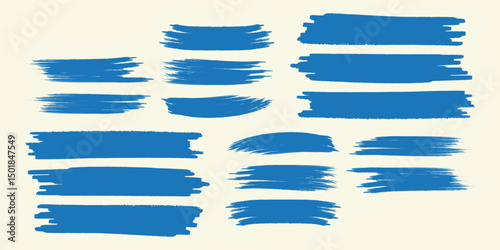 Grunge grainy blue brush stroke with spray texture. Hand drawn distress damaged vintage banner modern background modern