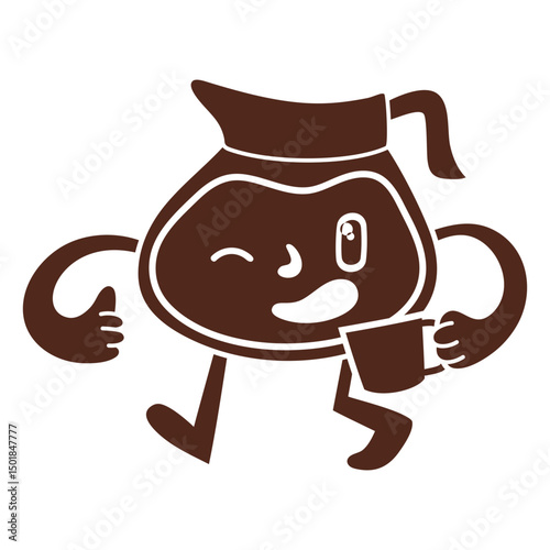 Energetic coffee pot cut out silhouette   