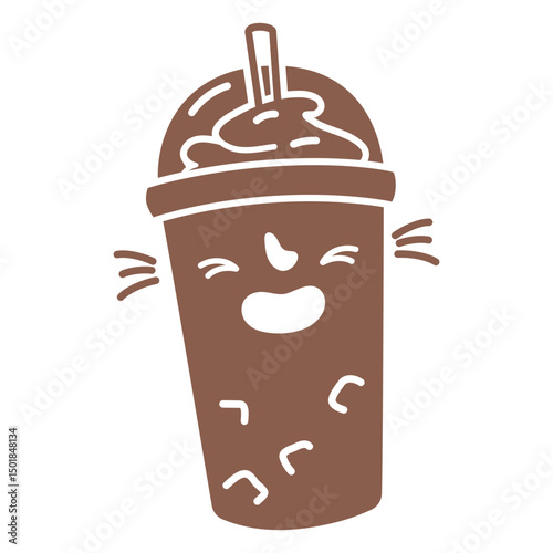 Creamy coffee cup cut out silhouette