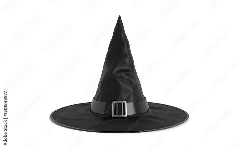 Fototapeta premium Halloween Witch Hat isolated on White Background, Classic Costume Accessory