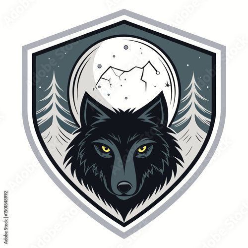A surreal artwork depicting a cracked moon above the intense black eyes of a wolf, nestled within a swirling, vertiginous vortex.
