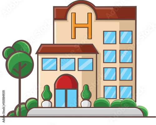 Illustration of a Modern Hotel Building